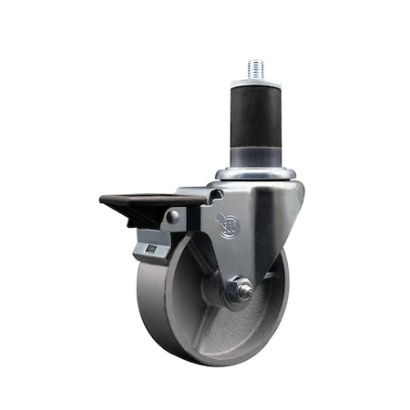 Service Caster 4'' Semi Steel Swivel 1-5/8'' Expanding Stem Caster with Brake SCC-EX20S415-SSR-PLB-158